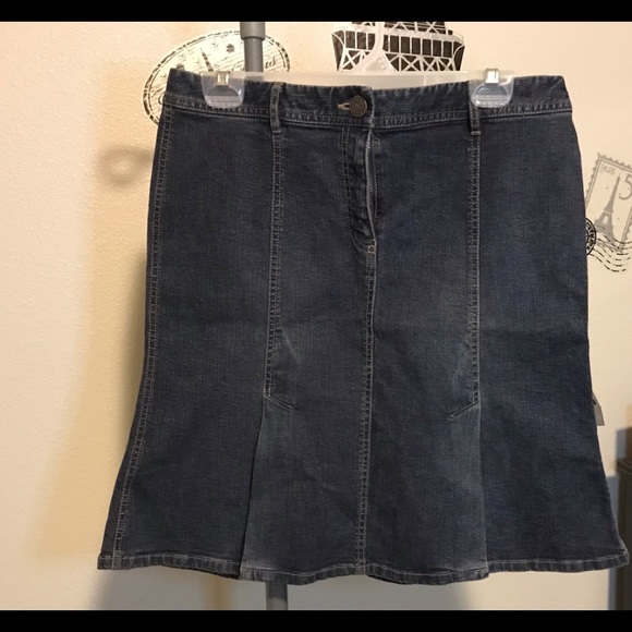 INC Denim Skirt Size 10 Petite  International Concepts Denim Fit Flare Split - Picture 2 of 10